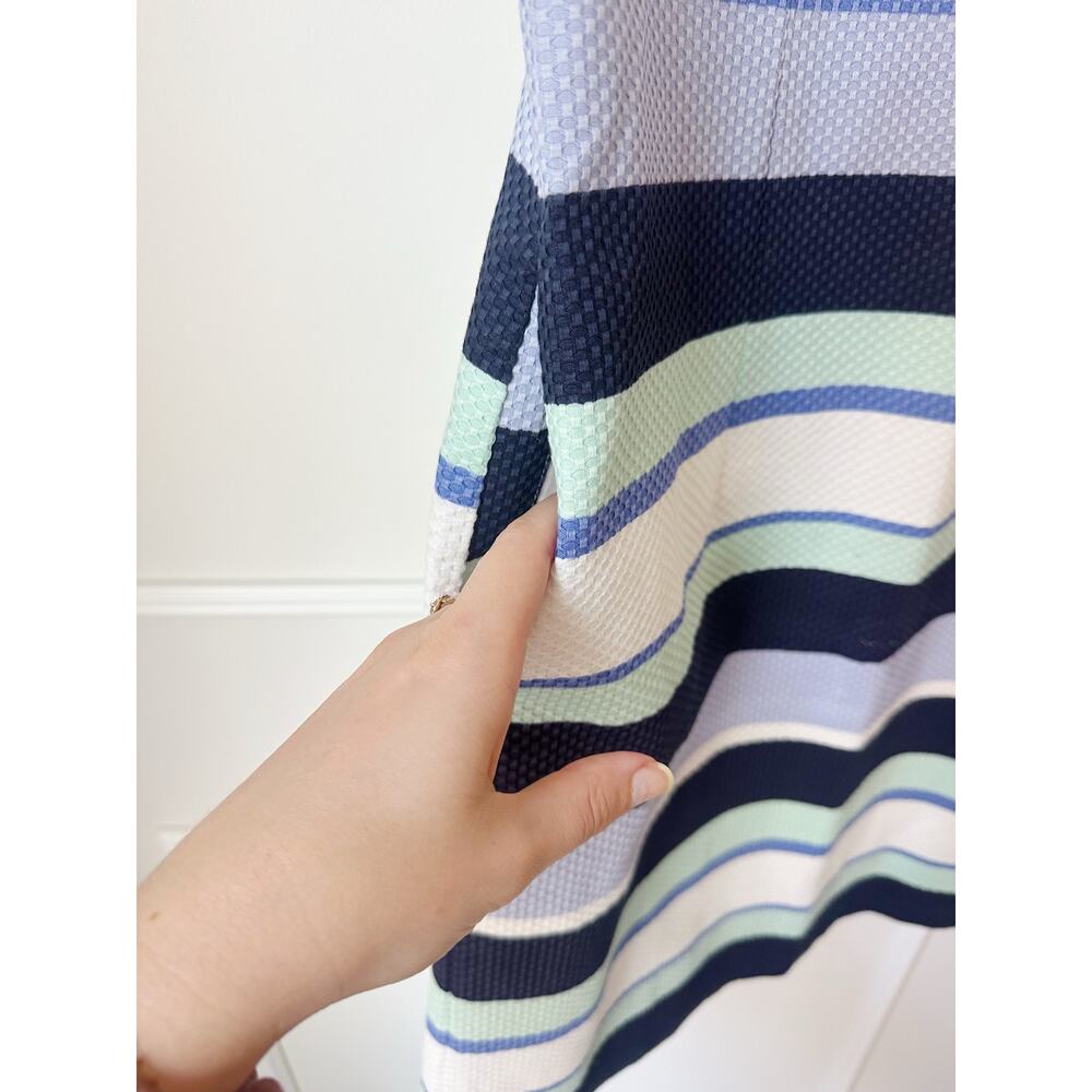 Talbot's Striped Shift Dress Size 12P Blue White Green 99% Cotton - Picture 5 of 8